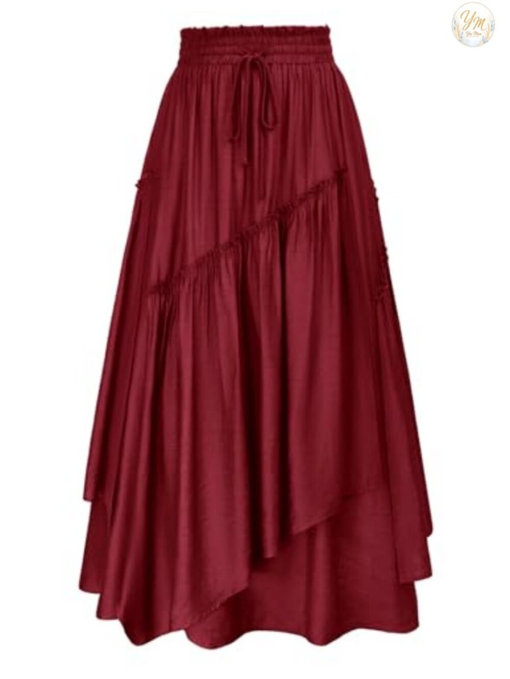 A-Line Renaissance Long Maxi Skirt Tiered Flowy Crepe with Pockets